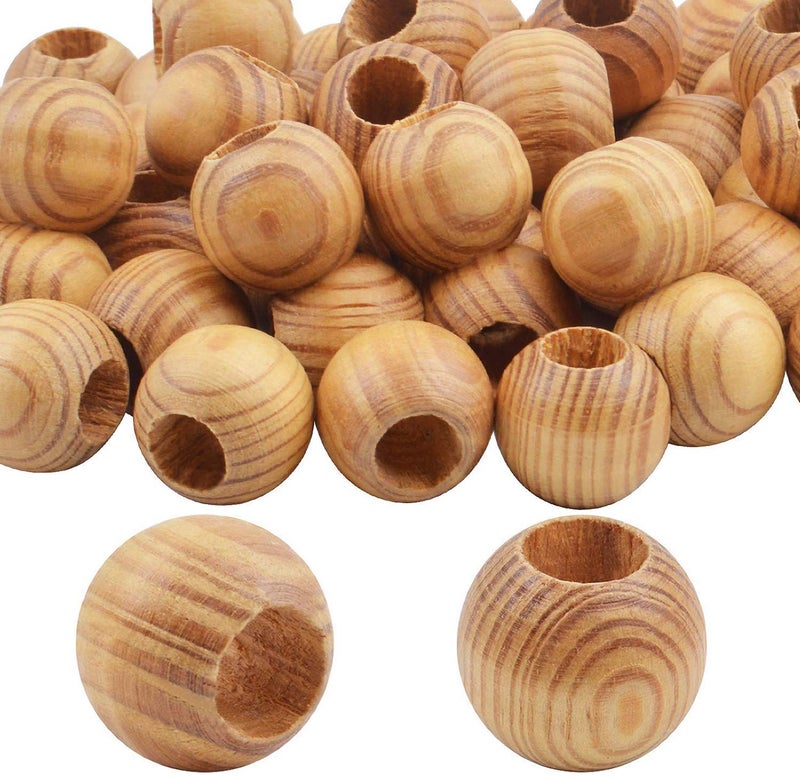 Aylifu Wooden Beads - 50pcs 23mm Round Hole Spacer Beads for Crafting & Jewelry Making - Image 1